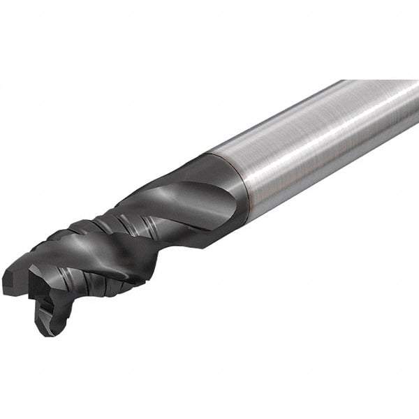 Iscar - 1" Diam, 2" LOC, 3 Flute Solid Carbide 45° Corner Chamfer Roughing End Mill - TiAlN Finish, 6" OAL, 1" Shank Diam, Single End, Centercutting, 38° Helix - Apex Tool & Supply
