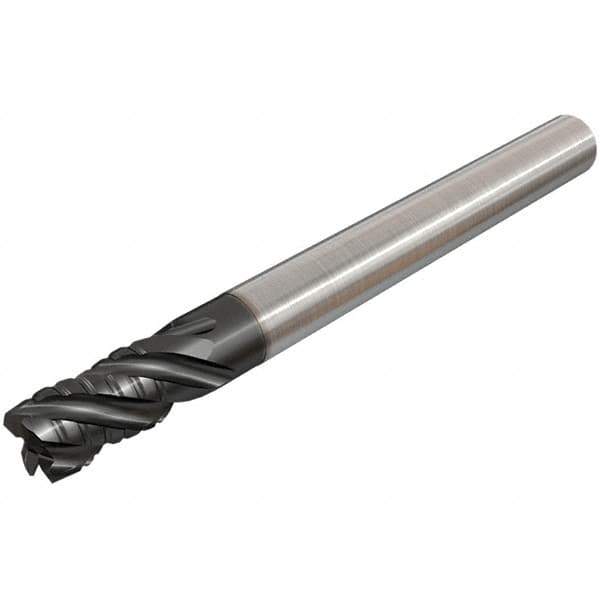 Iscar - 1" Diam, 2" LOC, 4 Flute Solid Carbide 45° Corner Chamfer Roughing End Mill - TiAlN Finish, 6" OAL, 1" Shank Diam, Single End, Extended Reach, 38° Helix - Apex Tool & Supply