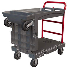 Rubbermaid - 750 Lb Capacity Structural Foam/Steel Platform Truck - Structural Foam Deck, 24-1/4" OAW, 65-7/8" Platform Length, Rubber Casters - Apex Tool & Supply