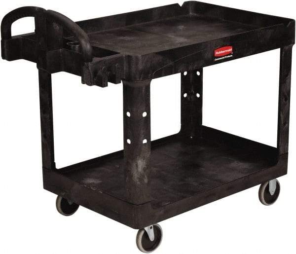 Rubbermaid - 500 Lb Capacity, 25" Wide x 43-7/8" Long x 32-3/4" High Standard Utility Cart - 2 Shelf, Plastic - Apex Tool & Supply