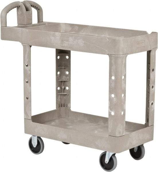 Rubbermaid - 500 Lb Capacity, 17" Wide x 38-3/8" Long x 32-3/4" High Standard Utility Cart - 2 Shelf, Plastic - Apex Tool & Supply