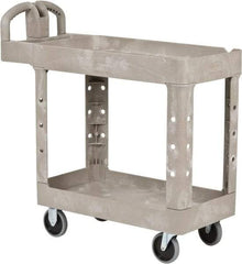 Rubbermaid - 500 Lb Capacity, 17" Wide x 38-3/8" Long x 32-3/4" High Standard Utility Cart - 2 Shelf, Plastic - Apex Tool & Supply