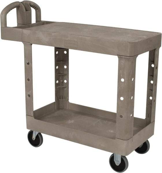 Rubbermaid - 500 Lb Capacity, 17" Wide x 38-3/8" Long x 32-1/4" High Standard Utility Cart - 2 Shelf, Plastic - Apex Tool & Supply