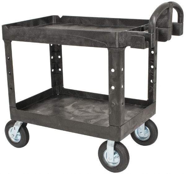 Rubbermaid - 500 Lb Capacity, 25" Wide x 43-7/8" Long x 35-3/4" High Standard Utility Cart - 2 Shelf, Plastic - Apex Tool & Supply