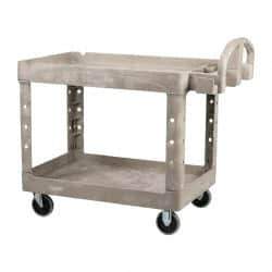 Rubbermaid - 500 Lb Capacity, 25" Wide x 43-7/8" Long x 32-3/4" High Standard Utility Cart - 2 Shelf, Plastic - Apex Tool & Supply