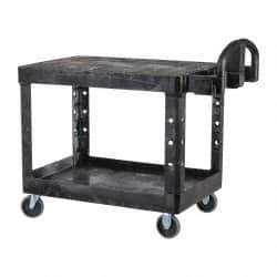 Rubbermaid - 500 Lb Capacity, 25" Wide x 43-7/8" Long x 32-1/4" High Standard Utility Cart - 2 Shelf, Plastic - Apex Tool & Supply