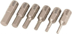 Wiha - 6 Piece, 1/4" Drive Screwdriver Insert Bit Set - 2 to 6mm Hex - Apex Tool & Supply