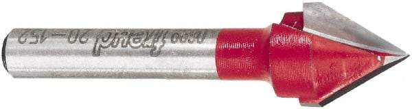 Freud - 1/2" Cut Diam, 1/2" Length of Cut, 0 Flute V-Groove Edge Profile Router Bit - Carbide-Tipped, 1/4" Shank Diam, 2" OAL, Proprietary Coating - Apex Tool & Supply