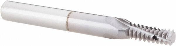 Vargus - 1/4-20, 7/16-20, 1/2-20, 3/4-20, 1-20 UNC, UNEF, UNF, 0.192" Cutting Diam, 3 Flute, Solid Carbide Helical Flute Thread Mill - Internal Thread, 0.525" LOC, 2.244" OAL, 1/4" Shank Diam - Apex Tool & Supply