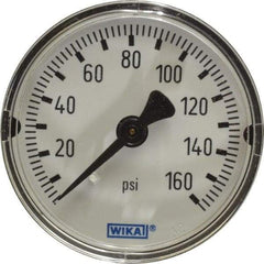 Wika - 2" Dial, 1/4 Thread, 0-160 Scale Range, Pressure Gauge - Center Back Connection Mount, Accurate to 3-2-3% of Scale - Apex Tool & Supply