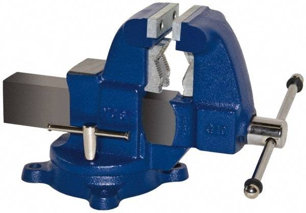 Yost Vises - 6" Jaw Width x 10" Jaw Opening Capacity, 7-1/2" Throat Depth, Bench & Pipe Combination Vise - 1/4 to 6" Pipe Capacity, Swivel Base, Bolt Down Attachment, Ductile Iron - Apex Tool & Supply