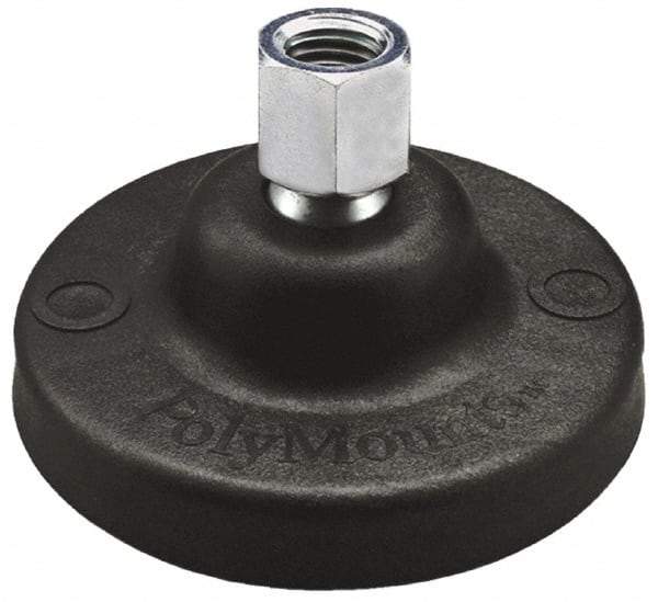 Gibraltar - 10000 Lb Capacity, 5/8-11 Thread, 2-1/4" OAL, Steel Stud, Tapped Pivotal Socket Mount Leveling Pad - 5" Base Diam, Nylon Pad, 7/8" Hex - Apex Tool & Supply
