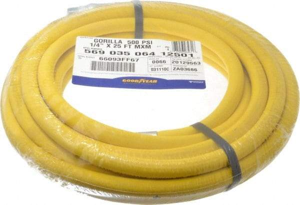 Continental ContiTech - 1/4" ID x 0.61" OD 25' Long Oil Resistant Air Hose - MNPT x MNPT Ends, 500 Working psi, -20 to 190°F, 1/4" Fitting, Yellow - Apex Tool & Supply