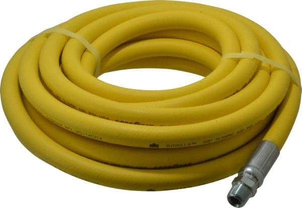 Continental ContiTech - 3/8" ID x 0.73" OD 25' Long Oil Resistant Air Hose - MNPT x MNPT Ends, 500 Working psi, -20 to 190°F, 3/8" Fitting, Yellow - Apex Tool & Supply