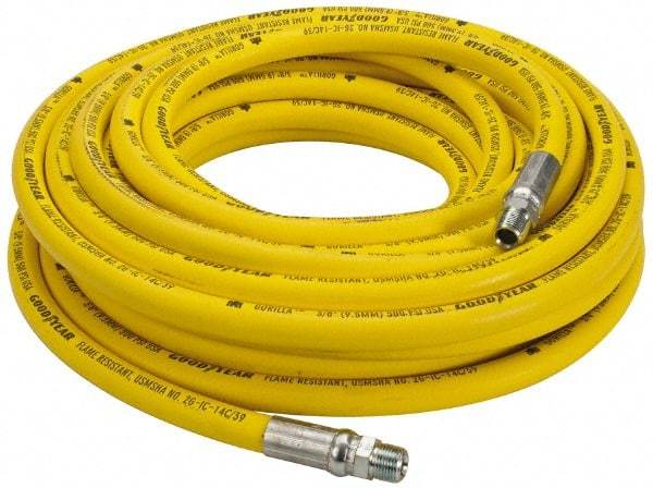 Continental ContiTech - 1/4" ID x 0.61" OD 50' Long Oil Resistant Air Hose - MNPT x MNPT Ends, 500 Working psi, -20 to 190°F, 1/4" Fitting, Yellow - Apex Tool & Supply