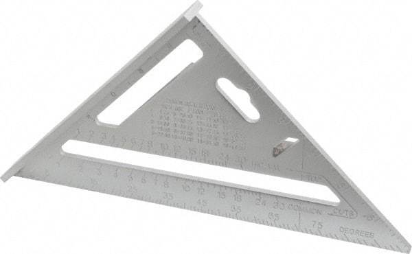 Empire Level - 7" Blade Length, Buffed Finish, Aluminum Rafter Square - 1/16", 0.083", 1/8" Graduation - Apex Tool & Supply