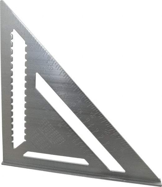 Empire Level - 12" Blade Length, Buffed Finish, Aluminum Rafter Square - 1/16", 0.083", 1/8" Graduation - Apex Tool & Supply