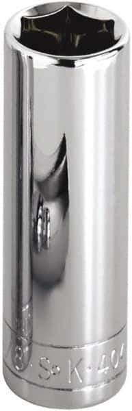 SK - 9/32", 1/4" Drive, Deep Hand Socket - 6 Points, Steel, Chrome Finish - Apex Tool & Supply