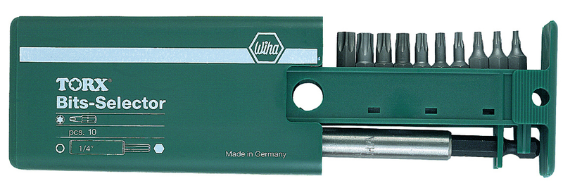 11 Piece - T7s; T8s; T9s; T10s; T15s; T20s; T25s; T27s; T30s; T40s - Magnetic 1/4" Bit Holder - Security Torx Bit Selector Set in Plastic Storage Box - Apex Tool & Supply