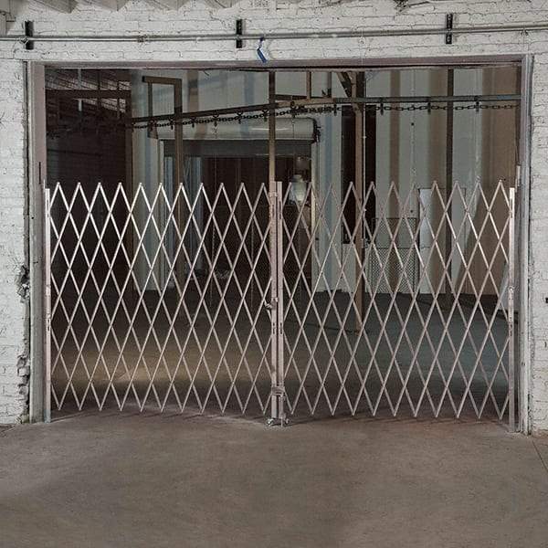 Illinois Engineered Products - 90" High Bi-Parting Folding Gates - Galvanized Steel, Silver - Apex Tool & Supply