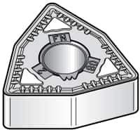 Kennametal - WNMG331 FN Grade KT315 Cermet Turning Insert - TiN/TiCN/TiN Finish, 80° Trigon, 3/8" Inscr Circle, 3/16" Thick, 1/64" Corner Radius - Apex Tool & Supply