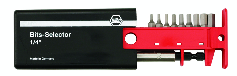 9 Piece - 5/64-1/4" - Magnetic 1/4" Bit Holder - Security Hex Inch Bit Selector Set in Plastic Storage Box - Apex Tool & Supply