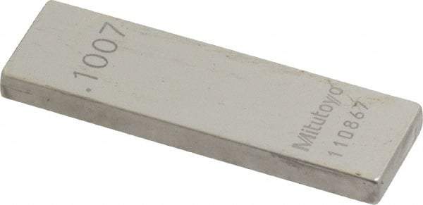 Mitutoyo - 0.1007" Rectangular Steel Gage Block - Accuracy Grade 0, Includes Certificate of Inspection - Apex Tool & Supply