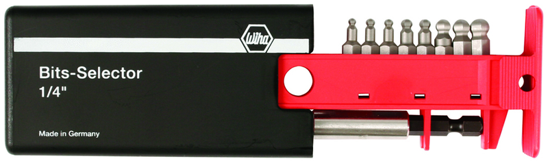 8 Piece - Ball End Hex Inch Bit Selector Set - 3/32-1/4" - Magnetic 1/4" Bit Holder - Plastic Storage Box - Apex Tool & Supply