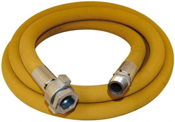 Alliance Hose & Rubber - 1/2" ID x 0.98" OD 25' Long Wire Braid Air Hose - Male NPT x Female NPT Ground Joint Swivel Ends, 600 Working psi, -22 to 176°F, 1/2" Fitting, Yellow - Apex Tool & Supply