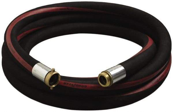 Alliance Hose & Rubber - 1-1/2" ID x 2.03" OD x 25' OAL, Male x Female Petroleum Transfer Hose - 150 Max Working psi, -35 to 200°F, 4" Bend Radius, 1-1/2" Fitting, Black - Apex Tool & Supply