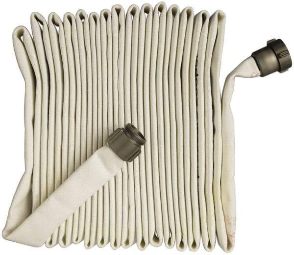 Alliance Hose & Rubber - 1-1/2" ID x 1-11/16" OD, 250 Working psi, White Polyurethane Tube, Polyester Jacket Fire Hose - 100' Long - Apex Tool & Supply