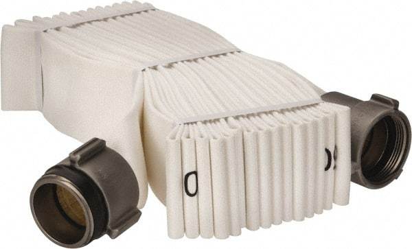 Alliance Hose & Rubber - 2-1/2" ID x 2-13/16" OD, 250 Working psi, White Polyurethane Tube, Polyester Jacket Fire Hose - 50' Long - Apex Tool & Supply