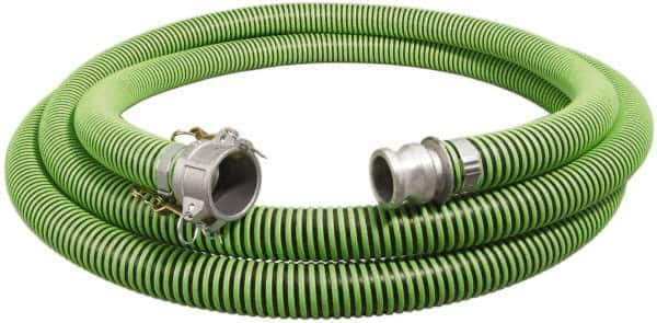 Alliance Hose & Rubber - -40 to 180°F, 4" Inside x 4.67" Outside Diam, Thermoplastic Rubber with Polyethylene Helix Liquid Suction & Discharge Hose - Green & Black, 25' Long, 29 Vacuum Rating, 40 psi Working & 150 psi Brust Pressure - Apex Tool & Supply