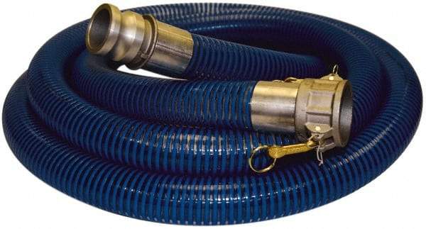 Alliance Hose & Rubber - -40 to 150°F, 4" Inside x 4-1/2" Outside Diam, PVC Liquid Suction & Discharge Hose - Transparent Blue, 25' Long, 29 Vacuum Rating, 55 psi Working Pressure - Apex Tool & Supply