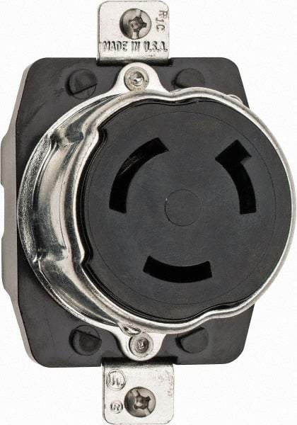 Hubbell Wiring Device-Kellems - 125 VAC, 50 Amp, Self Grounding Receptacle - 2 Poles, 3 Wire, Female End, Black - Apex Tool & Supply