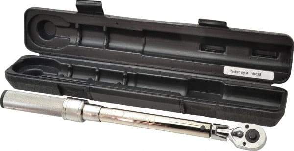 CDI - 3/8" Drive Micrometer Torque Wrench - 10 Ft/Lb to 80 Ft/Lb Torque, 16.6" OAL, 1/2 Ft/Lb Graduation, Flex-Head Ratcheting with Reverse Lever - Apex Tool & Supply
