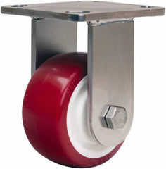 Hamilton - 4" Diam x 2" Wide x 5-5/8" OAH Top Plate Mount Rigid Caster - Polyurethane Mold on Polypropylene, 750 Lb Capacity, Delrin Bearing, 4 x 4-1/2" Plate - Apex Tool & Supply