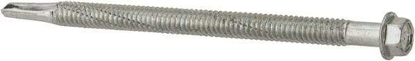 Elco - 1/4", Hex Washer Head, Hex Drive, 4" Length Under Head, #5 Point, Self Drilling Screw - Steel - Apex Tool & Supply