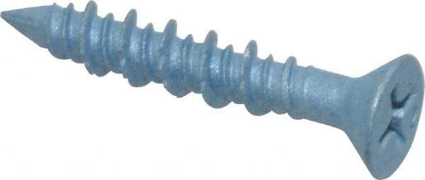 Elco - 3/16" Diam, 1-1/4" OAL, Phillips Drive, Concrete Screw & Masonry Fastener - Steel, Blue StalGard Finish, Includes #2 Drill Bit - Apex Tool & Supply