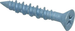 Elco - 3/16" Diam, 1-1/4" OAL, Phillips Drive, Concrete Screw & Masonry Fastener - Steel, Blue StalGard Finish, Includes #2 Drill Bit - Apex Tool & Supply