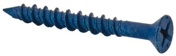 Elco - 3/16" Diam, 1-3/4" OAL, Phillips Drive, Concrete Screw & Masonry Fastener - Steel, Blue StalGard Finish, Includes #2 Drill Bit - Apex Tool & Supply