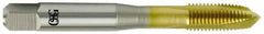 OSG - 5/16-24 UNF, 3 Flute, TiN Finish, Vanadium High Speed Steel Spiral Point Tap - Plug Chamfer, Right Hand Thread, 2-23/32" OAL, 1-1/8" Thread Length, Series 11015 - Exact Industrial Supply
