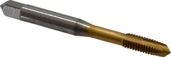 OSG - M6x1.00 Metric Coarse, 3 Flute, TiN Finish, Vanadium High Speed Steel Spiral Point Tap - Plug Chamfer, Right Hand Thread, 2-1/2" OAL, 24mm Thread Length, 6H Class of Fit, Series 11115 - Exact Industrial Supply