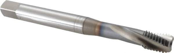 OSG - M10x1.50 Metric Coarse 3 Flute 6H Bottoming Spiral Flute Tap - Vanadium High Speed Steel, TiCN Finish, 100mm OAL, Right Hand Flute, Right Hand Thread, Series 13113 - Apex Tool & Supply