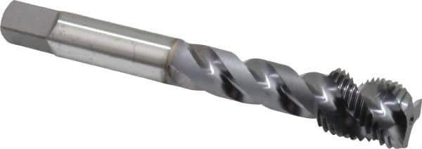 OSG - 1/2-20 UNF 3 Flute Modified Bottoming Spiral Flute Tap - Vanadium High Speed Steel, TiCN Finish, 3-3/8" OAL, Right Hand Flute, Right Hand Thread, Oversize, H7, Series 290 - Apex Tool & Supply