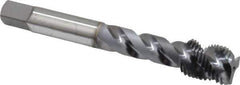 OSG - 1/2-20 UNF 3 Flute Modified Bottoming Spiral Flute Tap - Vanadium High Speed Steel, TiCN Finish, 3-3/8" OAL, Right Hand Flute, Right Hand Thread, Oversize, H7, Series 290 - Apex Tool & Supply