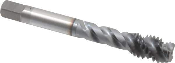 OSG - 7/16-14 UNC 3 Flute Modified Bottoming Spiral Flute Tap - Vanadium High Speed Steel, TiCN Finish, 3-5/32" OAL, Right Hand Flute, Right Hand Thread, Oversize, H7, Series 290 - Apex Tool & Supply