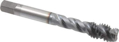 OSG - 7/16-14 UNC 3 Flute Modified Bottoming Spiral Flute Tap - Vanadium High Speed Steel, TiCN Finish, 3-5/32" OAL, Right Hand Flute, Right Hand Thread, Oversize, H7, Series 290 - Apex Tool & Supply