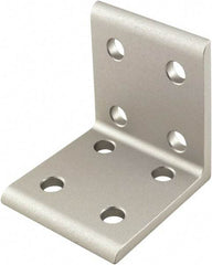 80/20 Inc. - 50mm Wide, Open Shelving 8 Hole Inside Corner Bracket - Aluminum, Clear Anodized Finish, 47mm Long, Use with 25 Series & Bolt Kit 75-3404 - Apex Tool & Supply