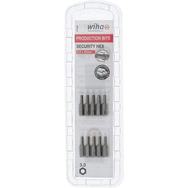 Wiha - 3mm Hex Screwdriver Bit - 1/4" Drive, 1" OAL - Apex Tool & Supply